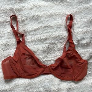 NEW CUUP Mesh Plunge Bra in Clay 38C